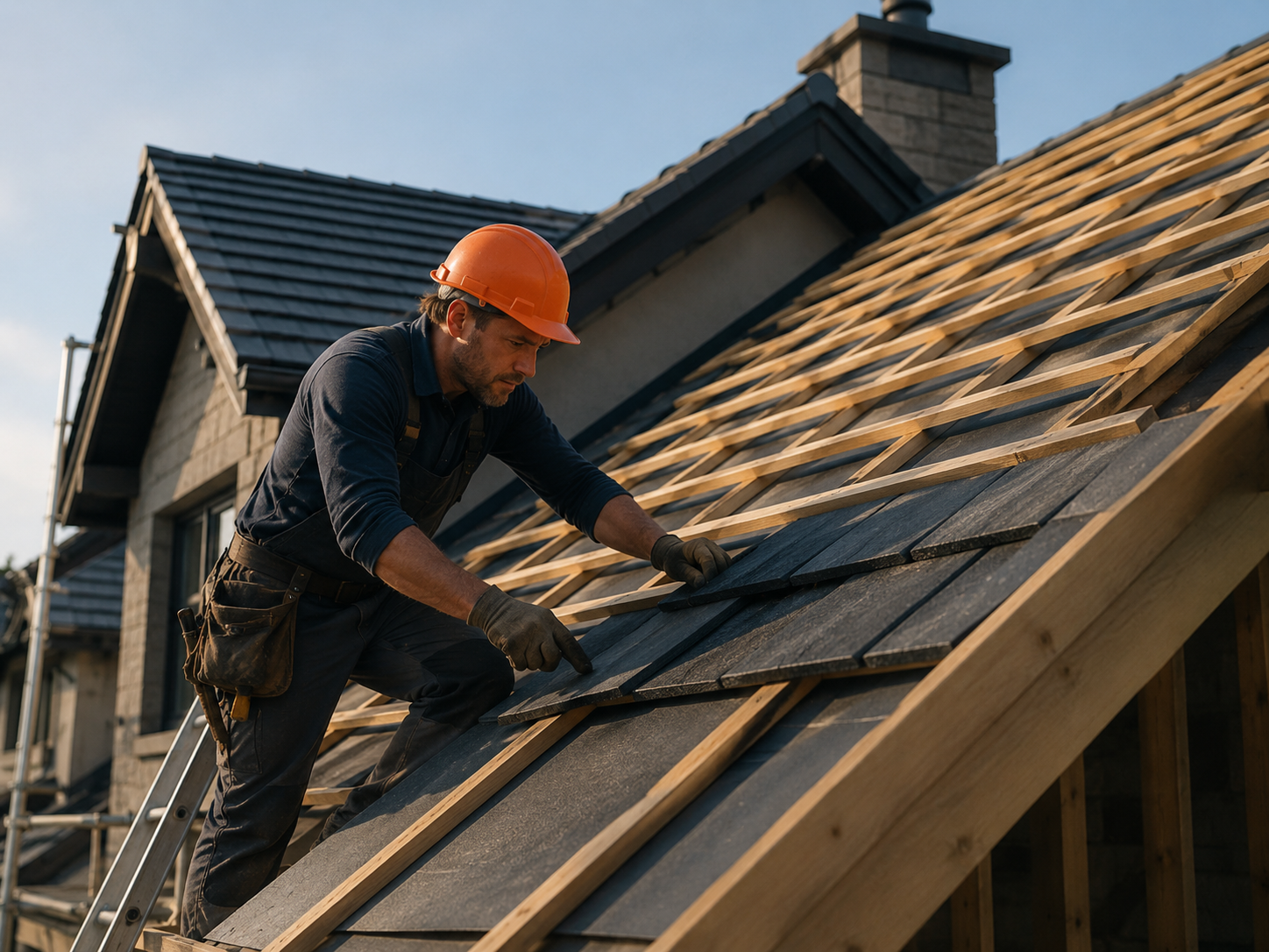 Roofer repairing storm damage on a Bendigo roof